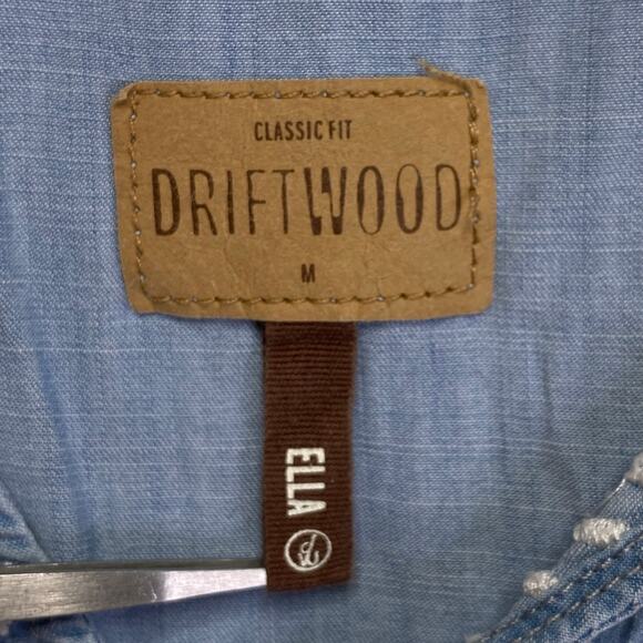 Driftwood Ella Blue Chambray Embroidered Mini Dress Size M Sundance Boho Summer - Picture 5 of 8